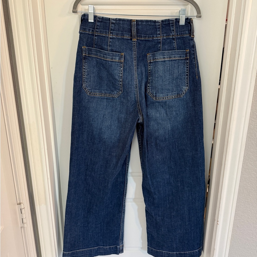 Maeve Colette Dark Blue Wide Leg Crop Jeans - Picture 2 of 5